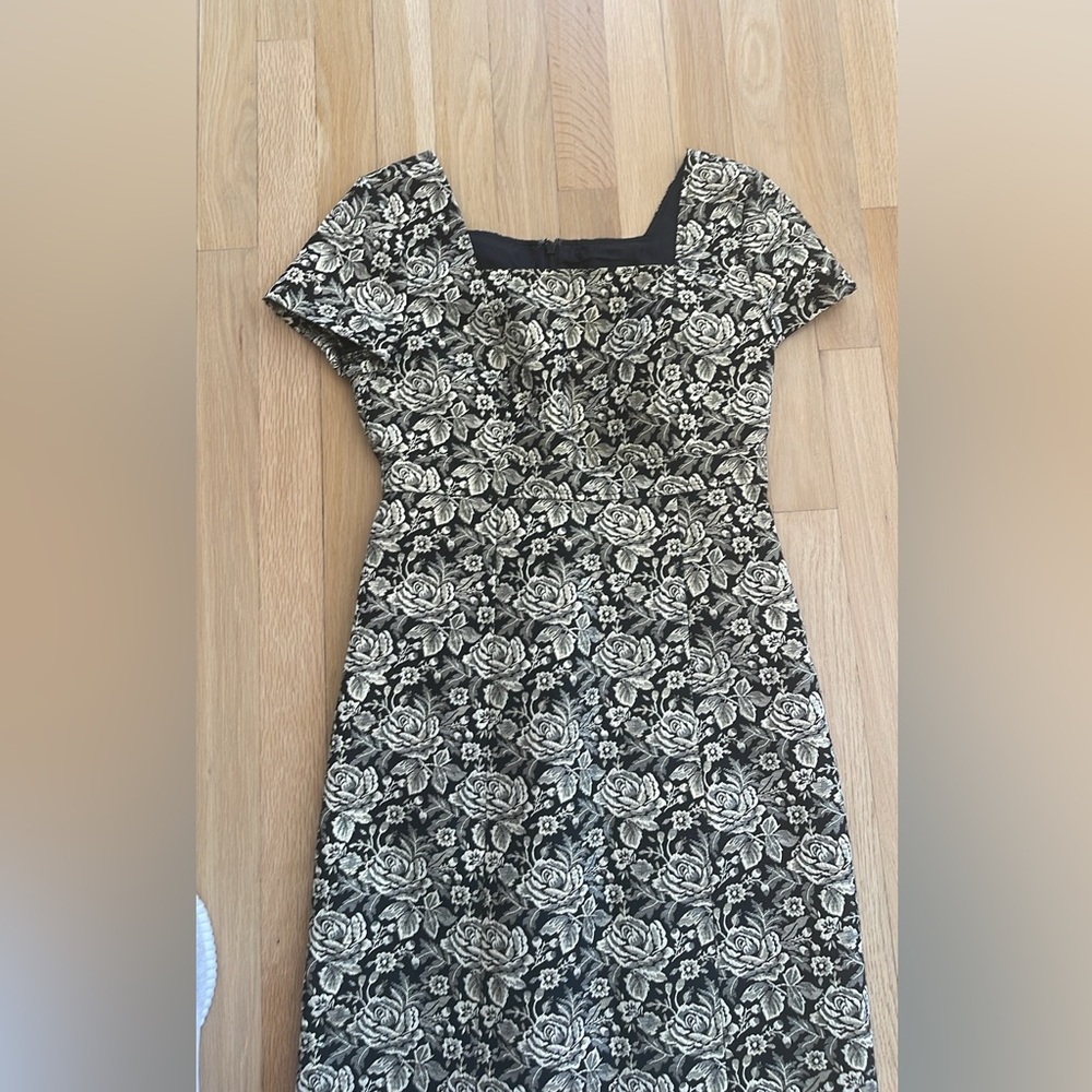 Brooks Brothers Floral Jacquard square neck party sheath formal dress -